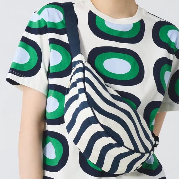 NWT Uniqlo x Marimekko Round Mini Shoulder Bag - Blue Stripe - Picture 3 of 6